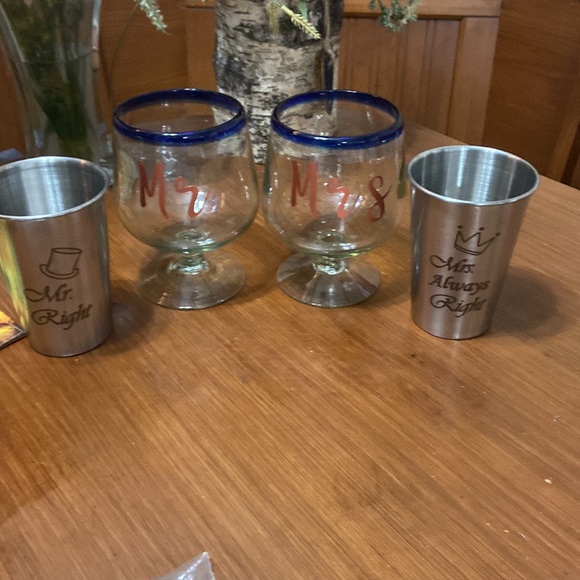 Mr.& Mrs. Brandy glasses & Stainless steel Mr. and Mrs. shakers. - Picture 7 of 9